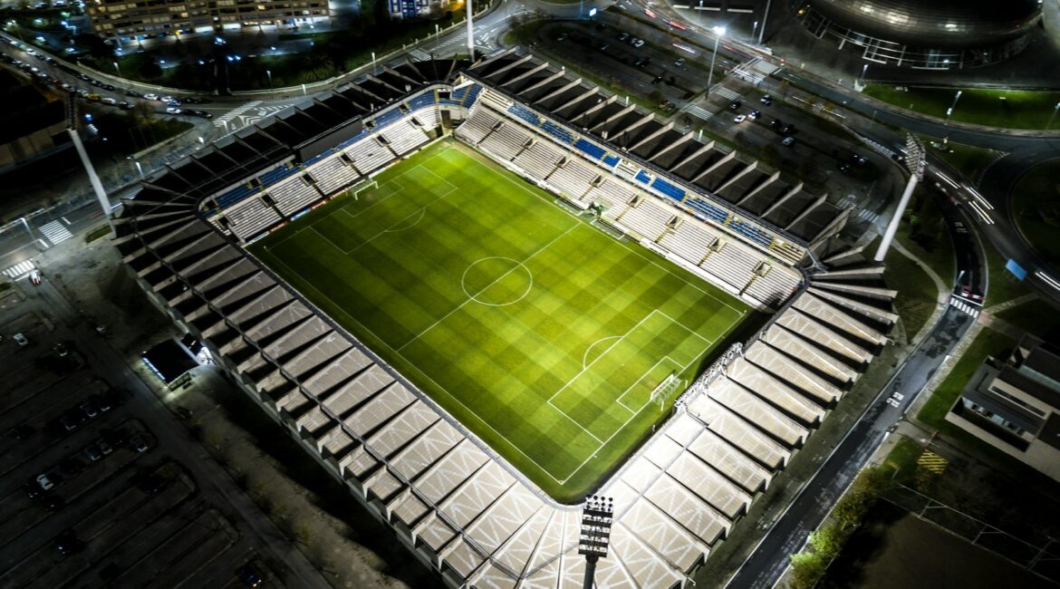 aerial photography of soccer field