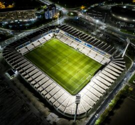 aerial photography of soccer field