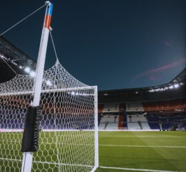 white steel soccer goal net